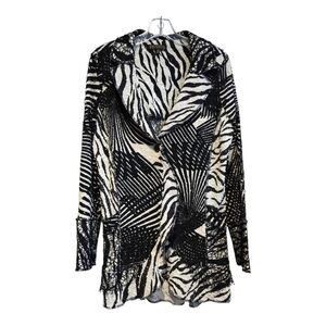 Picadilly Fashion Black and White Sweater Jacket, Medium